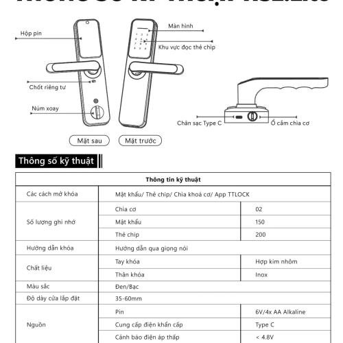 KHÓA THÔNG MINH - TENON HS2.Lite